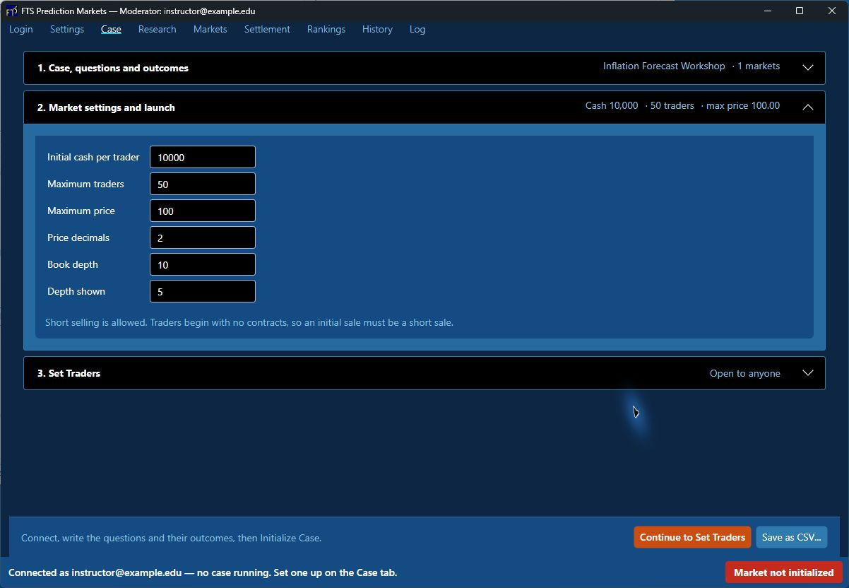 Case step two market settings